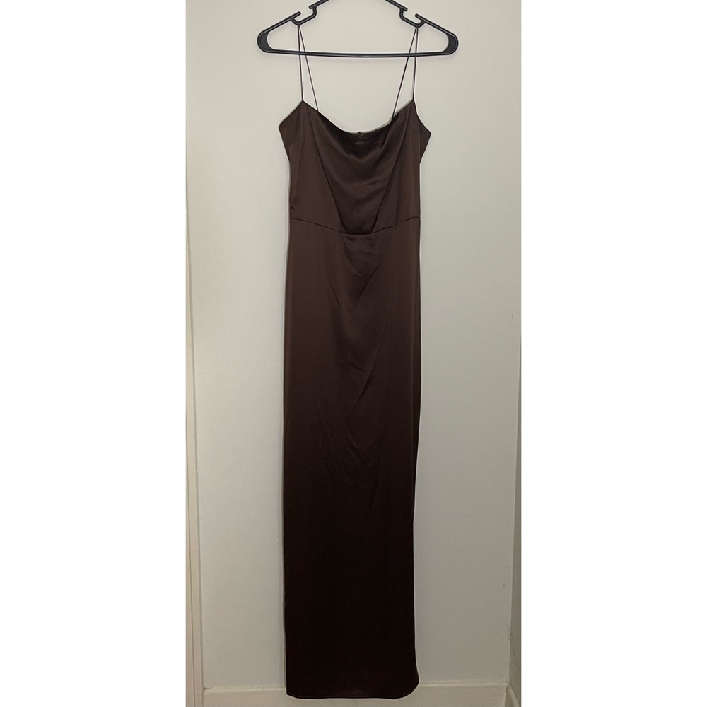 Reformation Frankie Silk Dress - Cafe